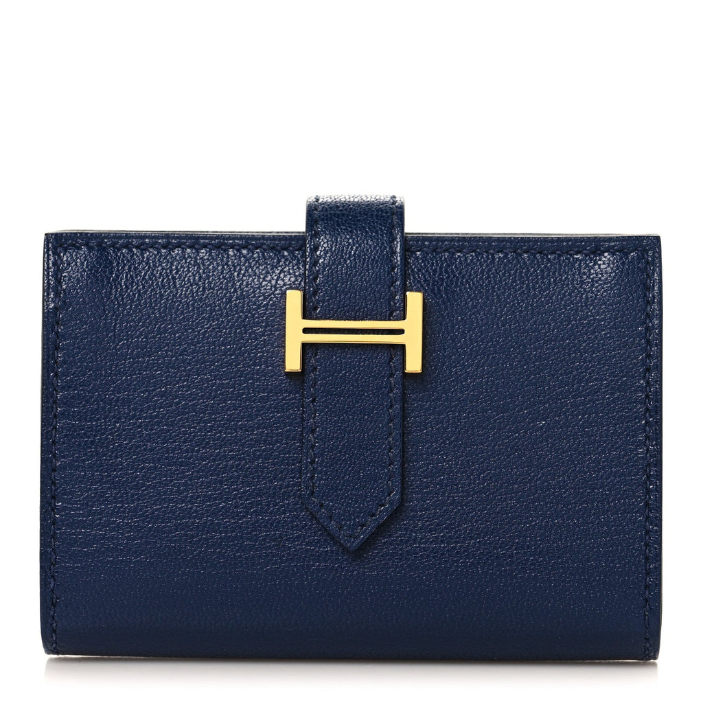 Chevre Mysore Mini Bearn Wallet Bleu Saphir