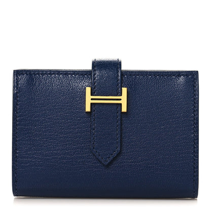 Chevre Mysore Mini Bearn Wallet Bleu Saphir