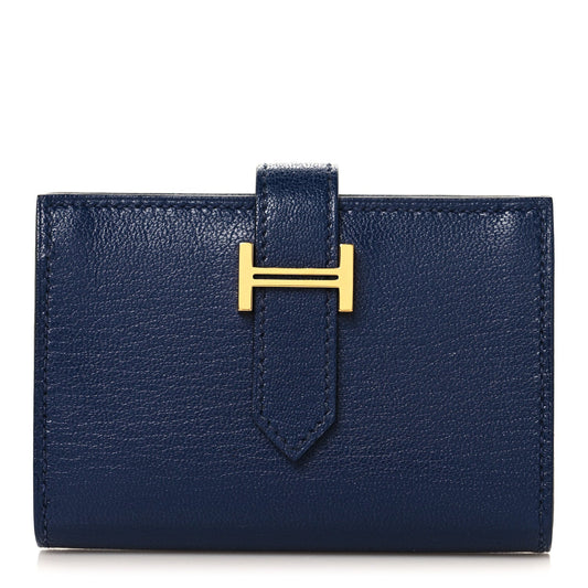 Chevre Mysore Mini Bearn Wallet Bleu Saphir