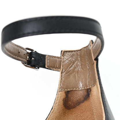 Calfskin Legend Wedge Sandals Black
