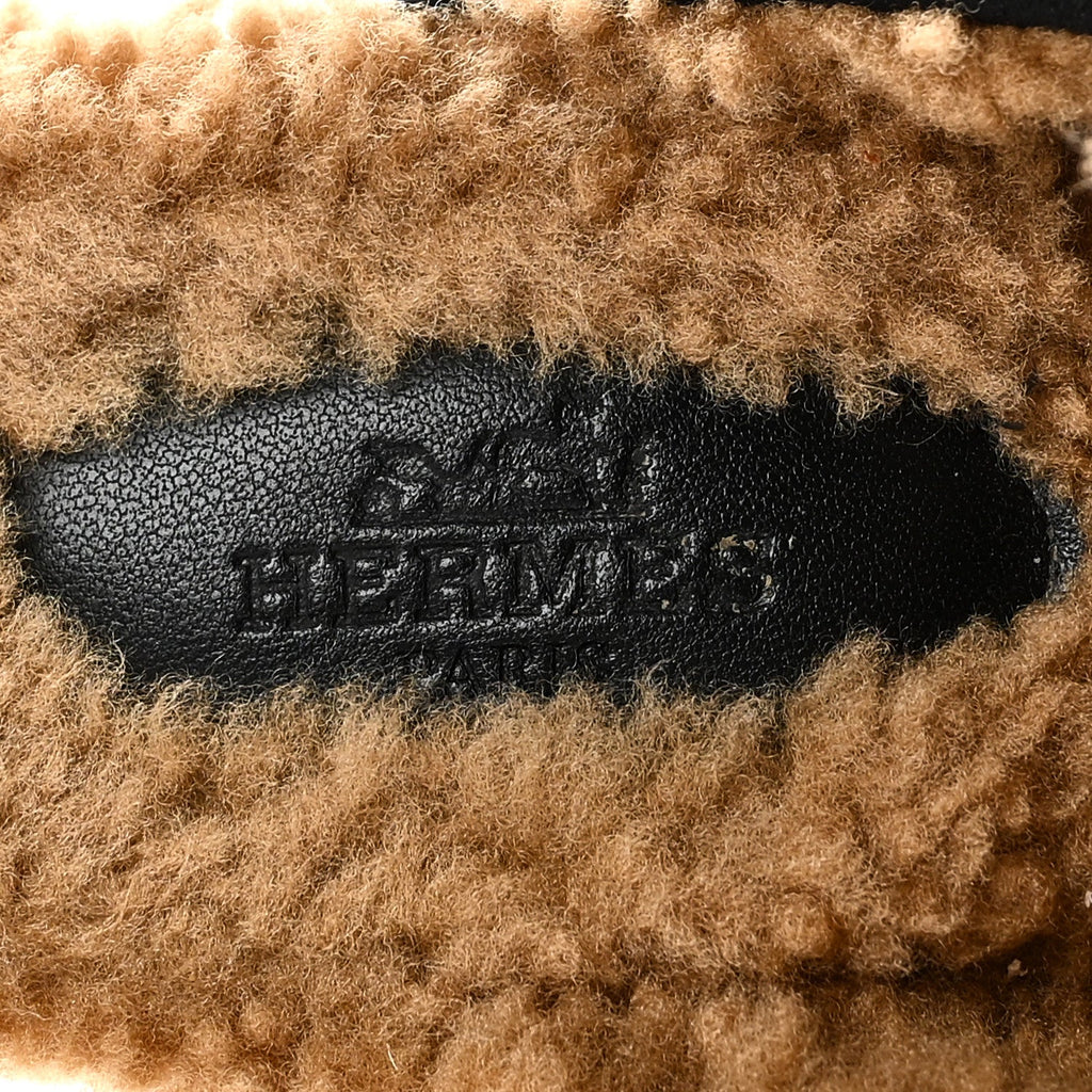 Suede Goatskin Woolskin Flore 60 Mules 36.5 Black Camel