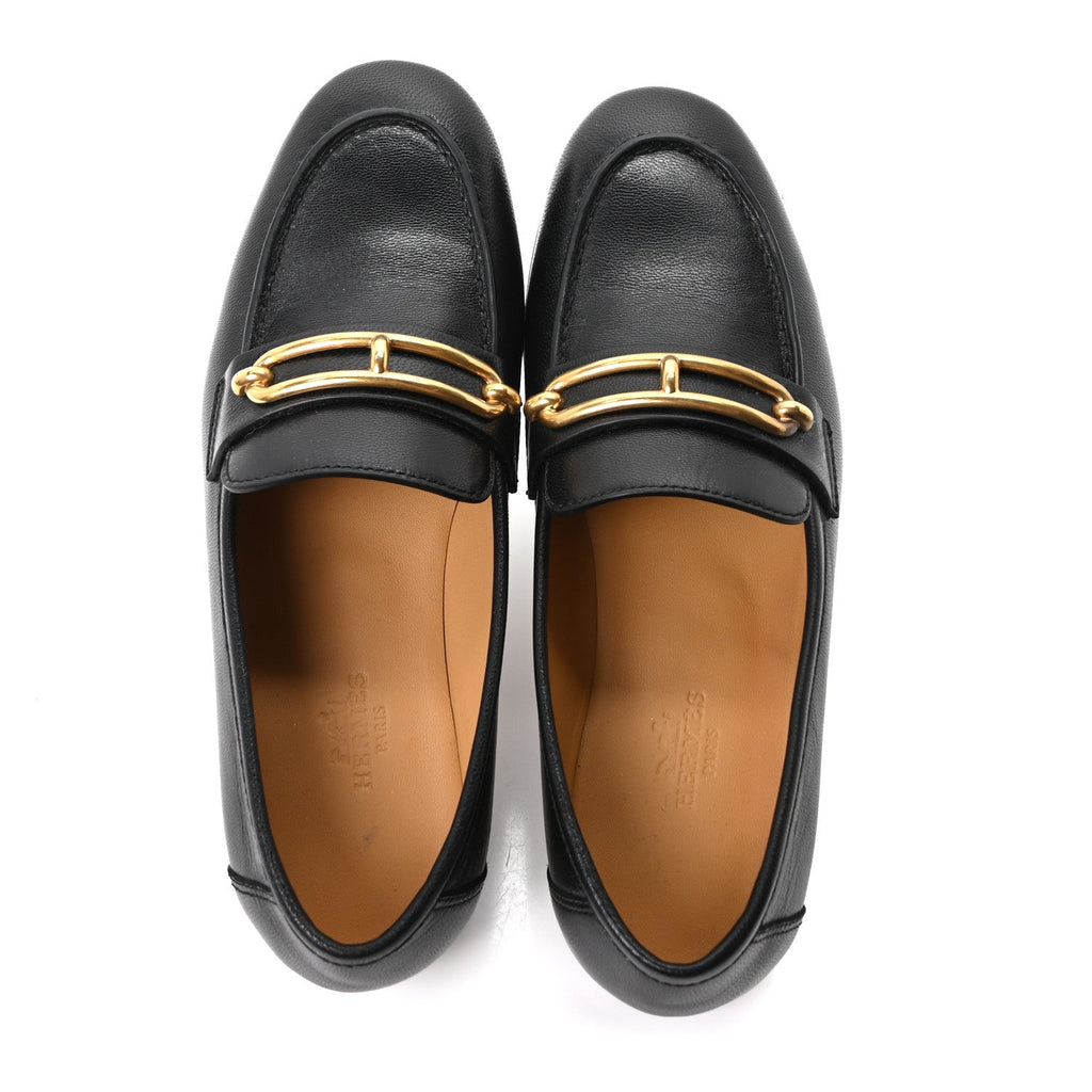 Calfskin Womens Colette Loafers 35 Black