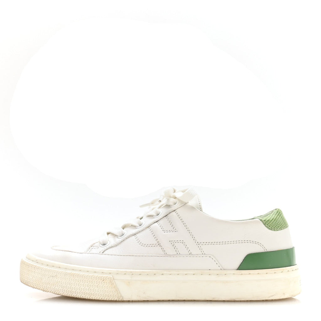 Crocodile Calfskin Deep Sneakers 37.5 White Vert Jade