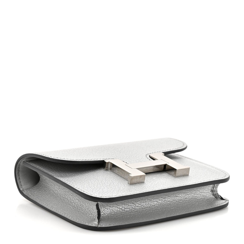 Metallic Chevre Chamkilight Constance Slim Wallet Argent