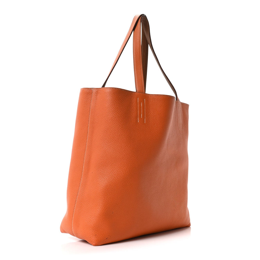 Taurillon Clemence Double Sens Reversible Tote Orange Gold