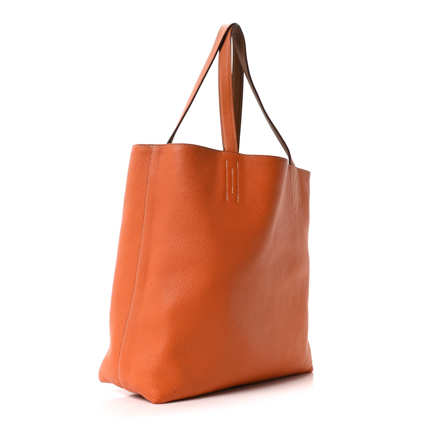 Taurillon Clemence Double Sens Reversible Tote Orange Gold