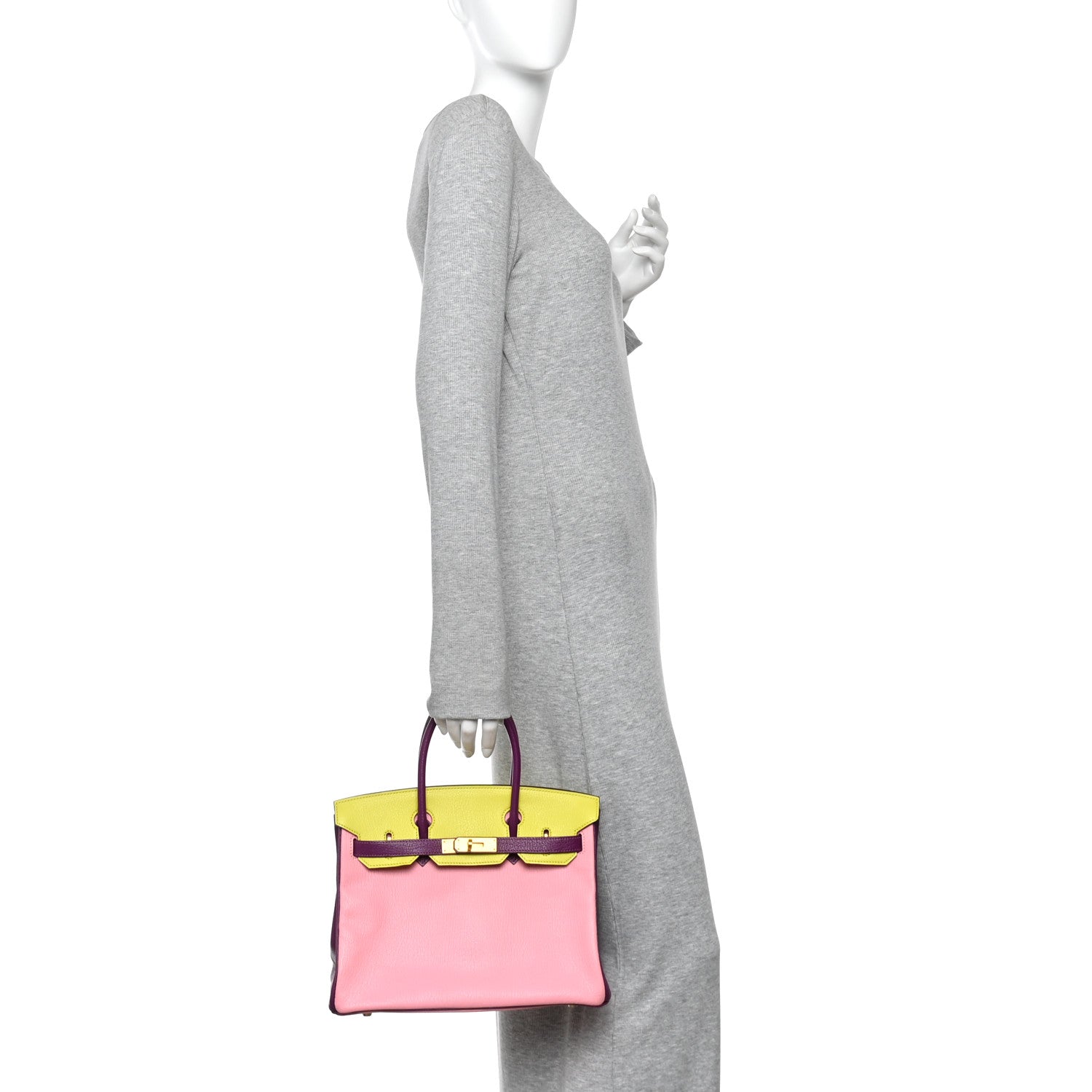 Chevre Mysore Horseshoe Birkin 30 Rose Confetti Anemone Lime