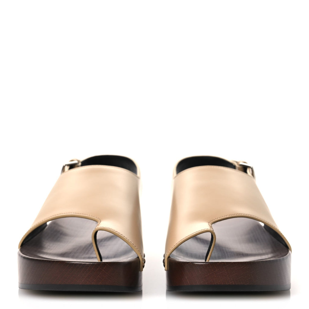 Glazed Calfskin Womens Klay Clog 40 Beige Naturel