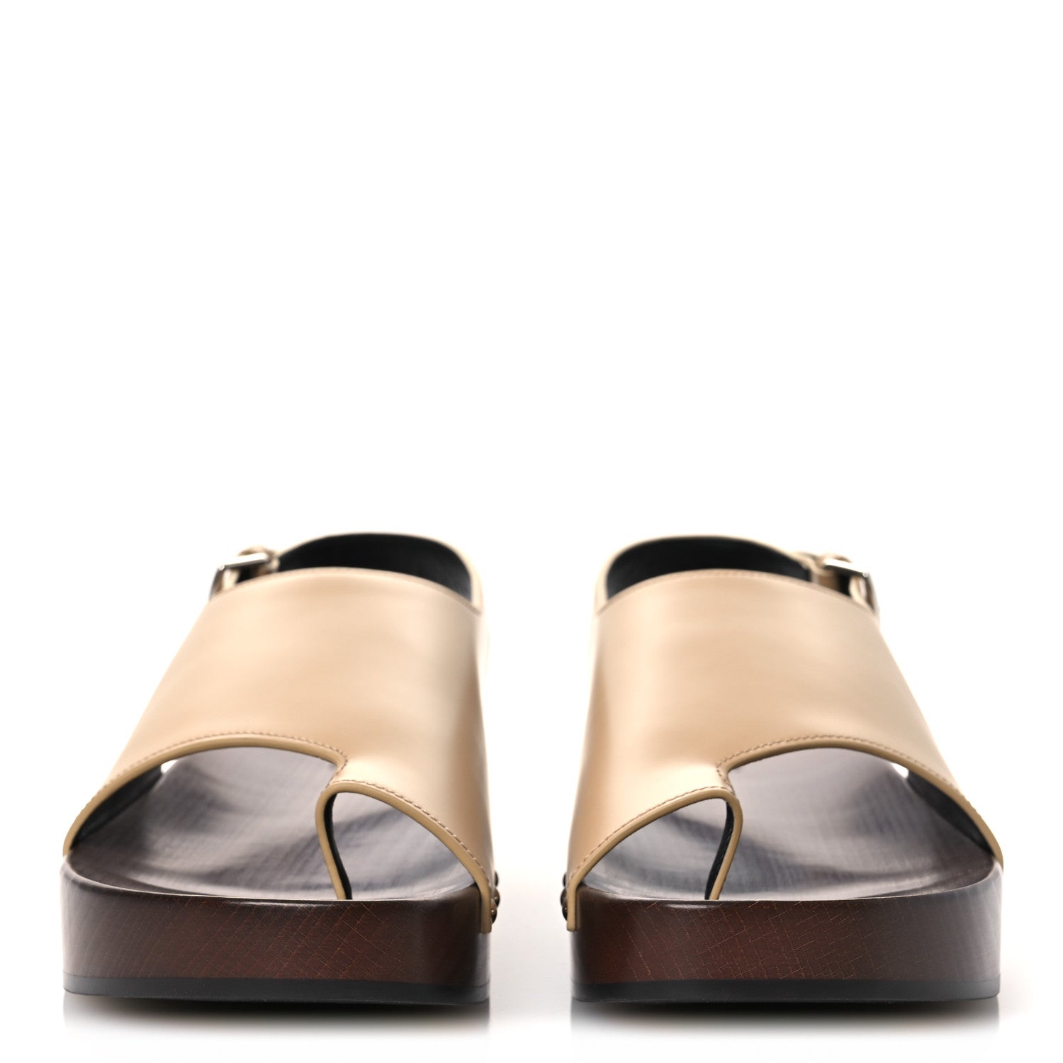 Glazed Calfskin Womens Klay Clog 40 Beige Naturel