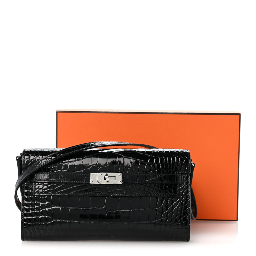 Shiny Alligator Kelly Wallet To Go Black