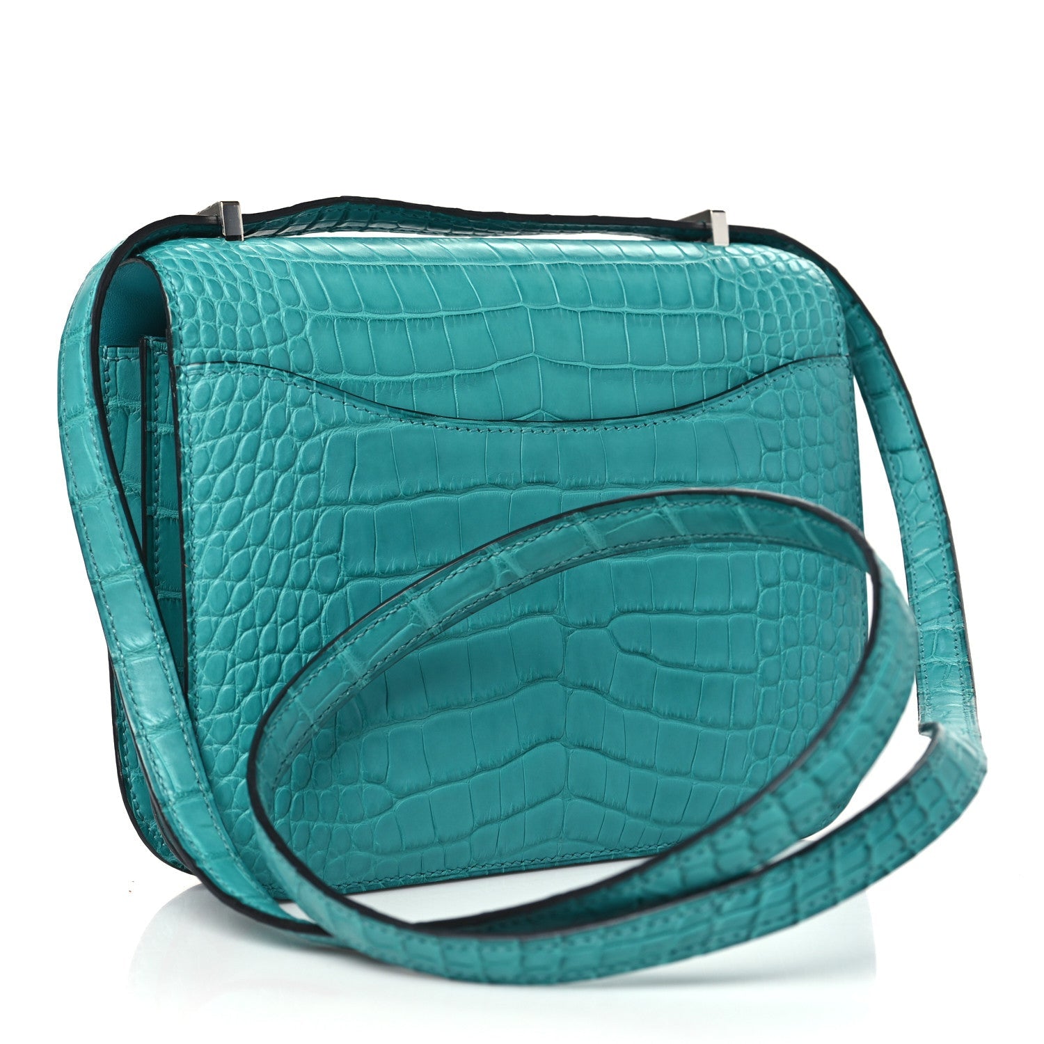 Matte Alligator Constance 18 Bleu Paon