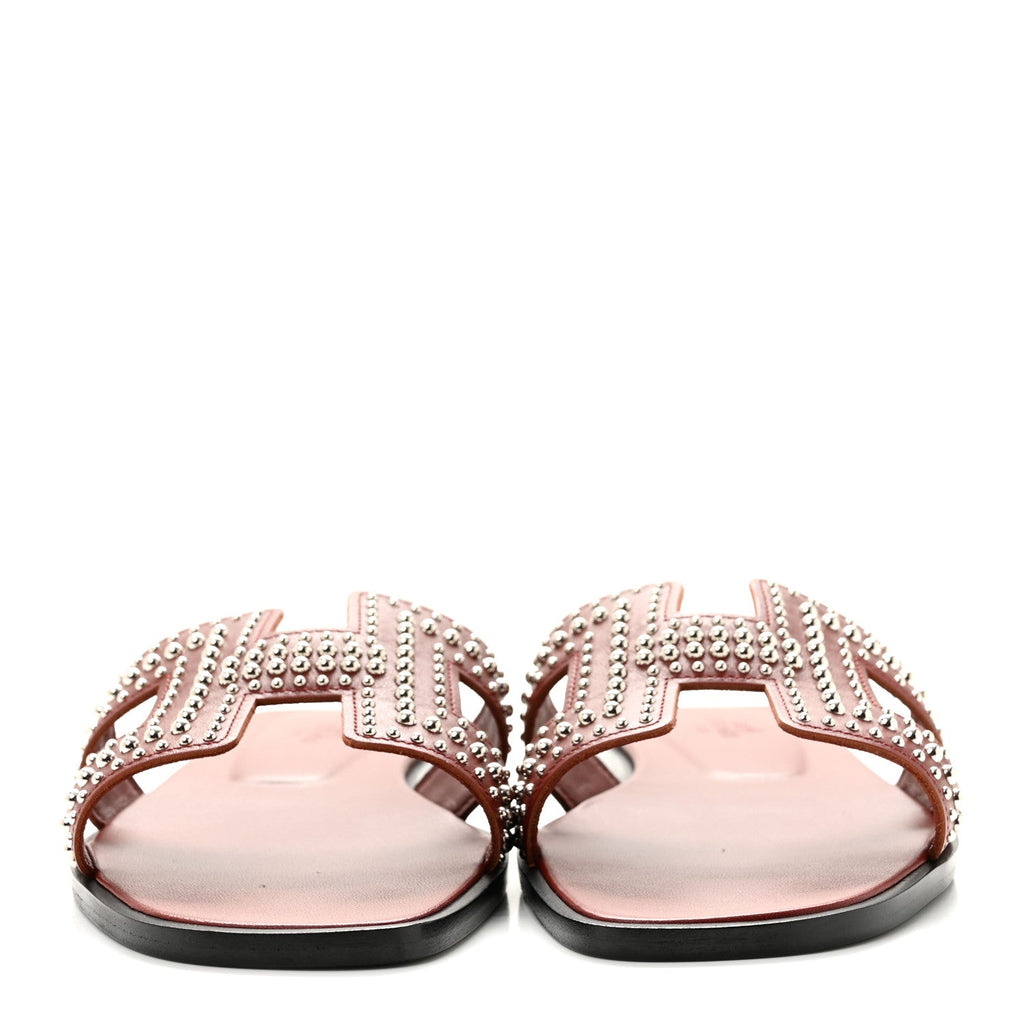 Calfskin Studded Oran Sandals 36.5 Rouge Tomette