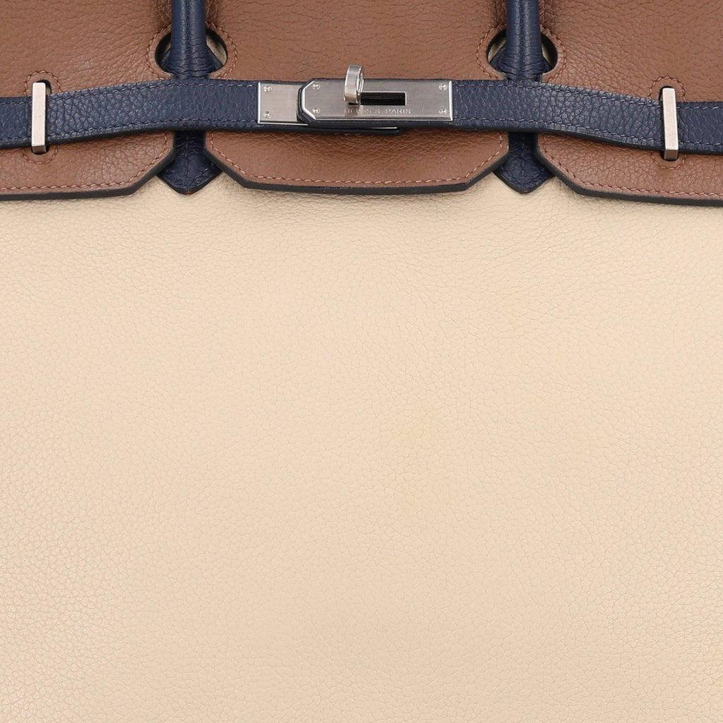 Taurillon Clemence Horseshoe Birkin 35 Bleu Abysse Parchemin Alezan Colvert