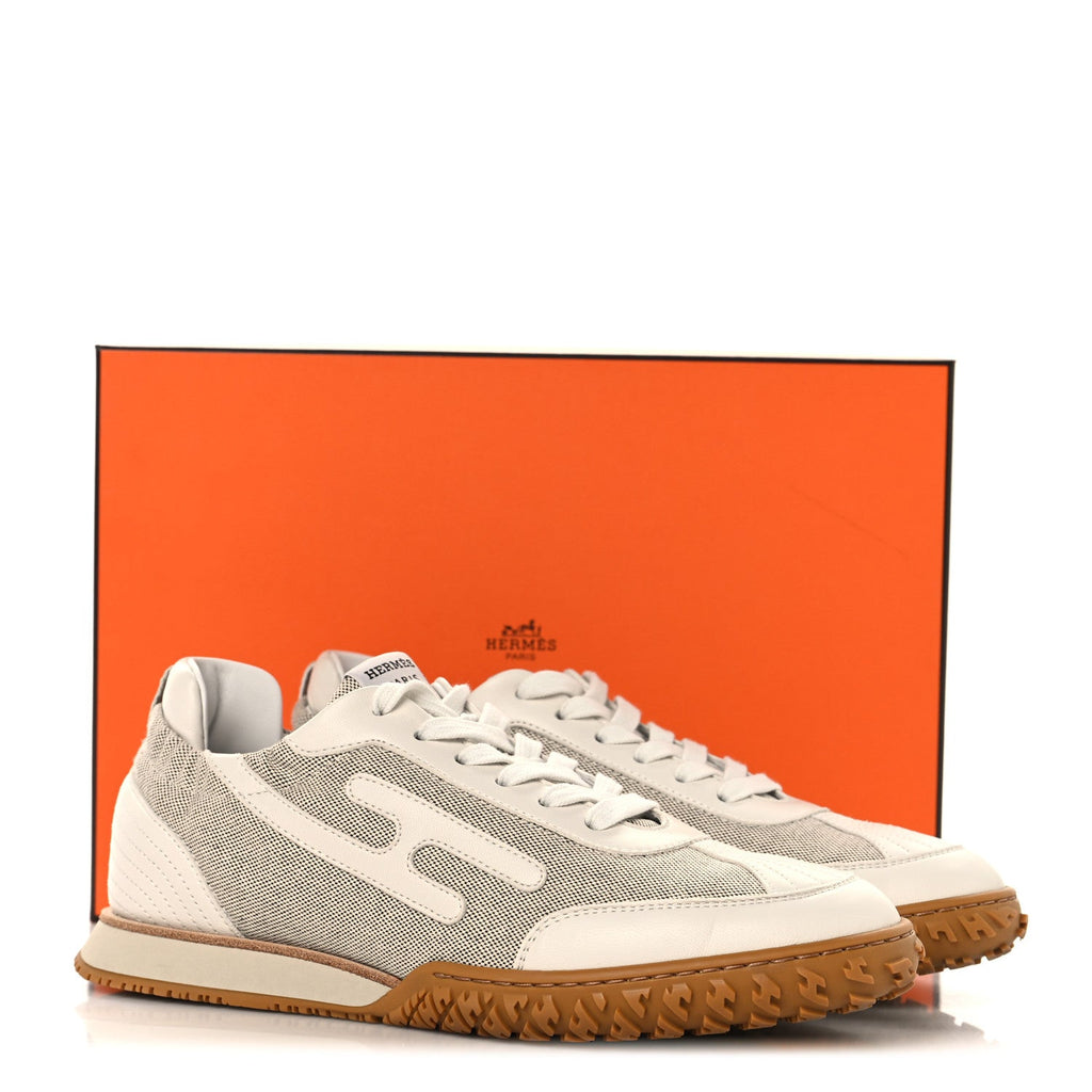 H Canvas Nappa Jet Sneakers 38.5 White Prunoir