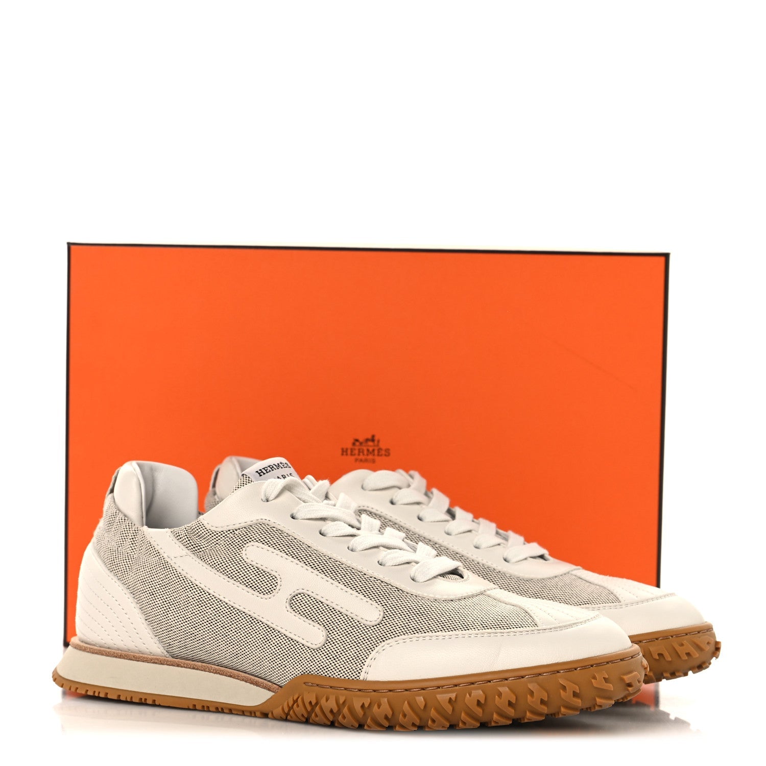 H Canvas Nappa Jet Sneakers 38.5 White Prunoir
