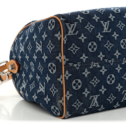 Monogram Heritage Denim Flowers Speedy Soft 30 Blue