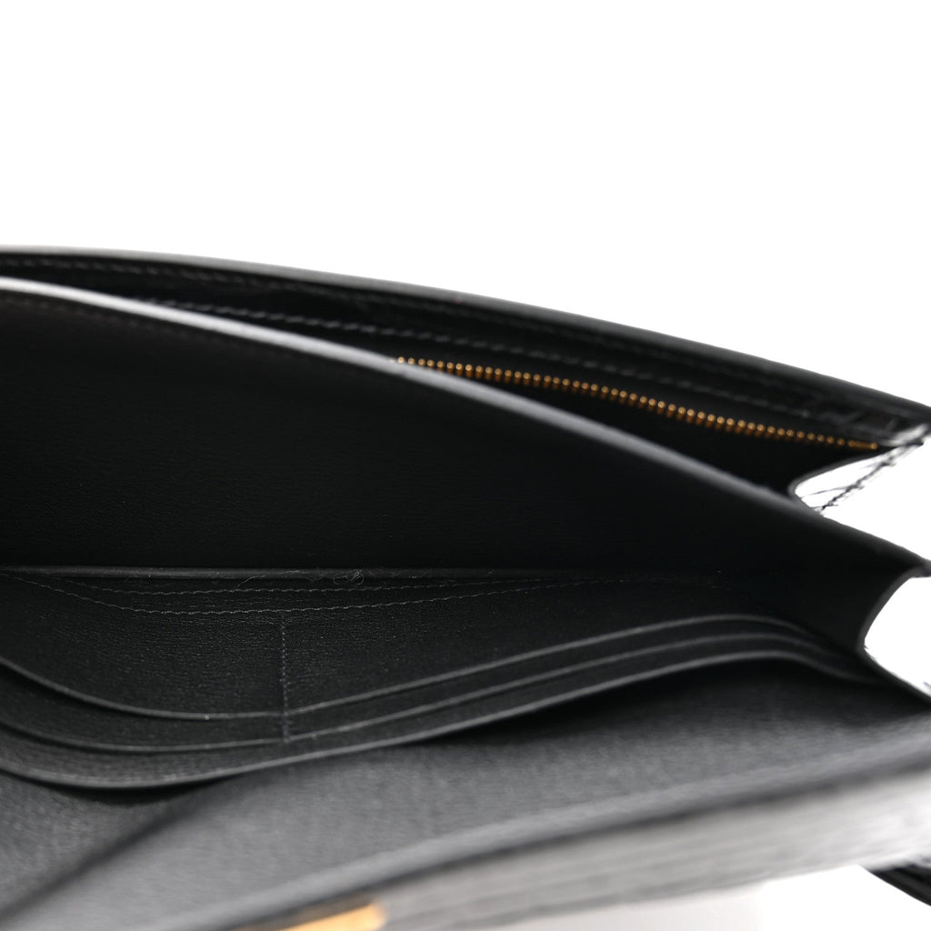 Shiny Alligator Kelly Pocket Long Wallet Black