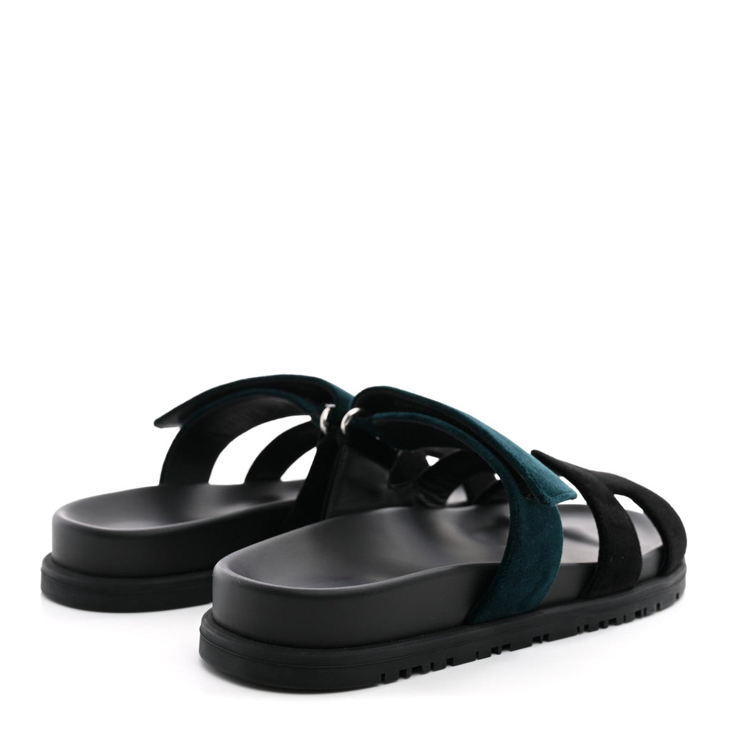 Velvet Womens Chypre Sandals 36 Black Vert Mousse