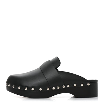 Calfskin Calya Mules 37 Black