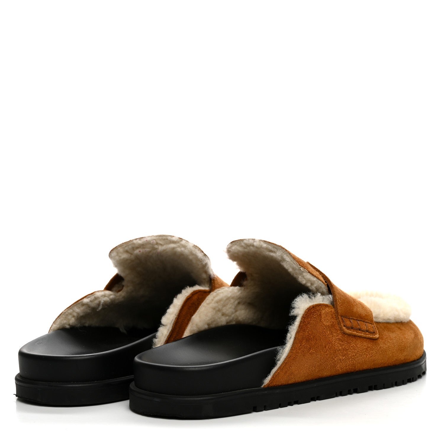 Suede Goatskin Shearling Go Mules 39 Beige Kraft Ecru