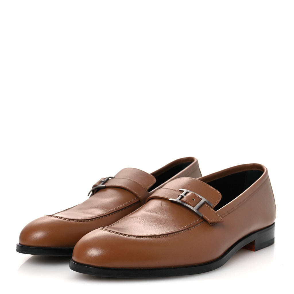 Calfskin Mens Monterey Loafers 41.5 Marron Teck