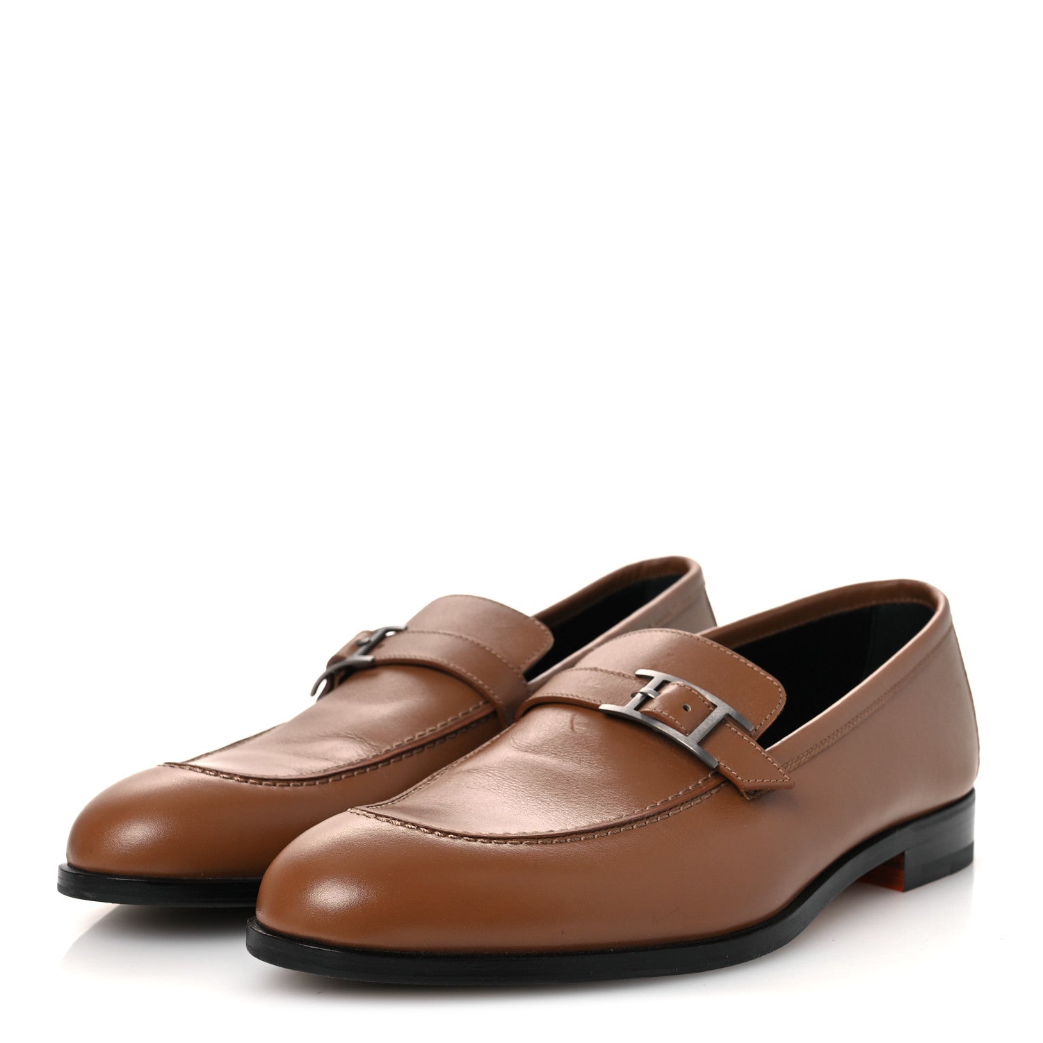 Calfskin Mens Monterey Loafers 41.5 Marron Teck