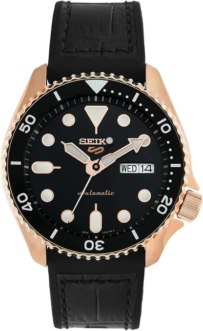 Seiko 5 Sport SKX Automatic Black Dial Black Silicone Strap Watch For Men - SRPD76K1