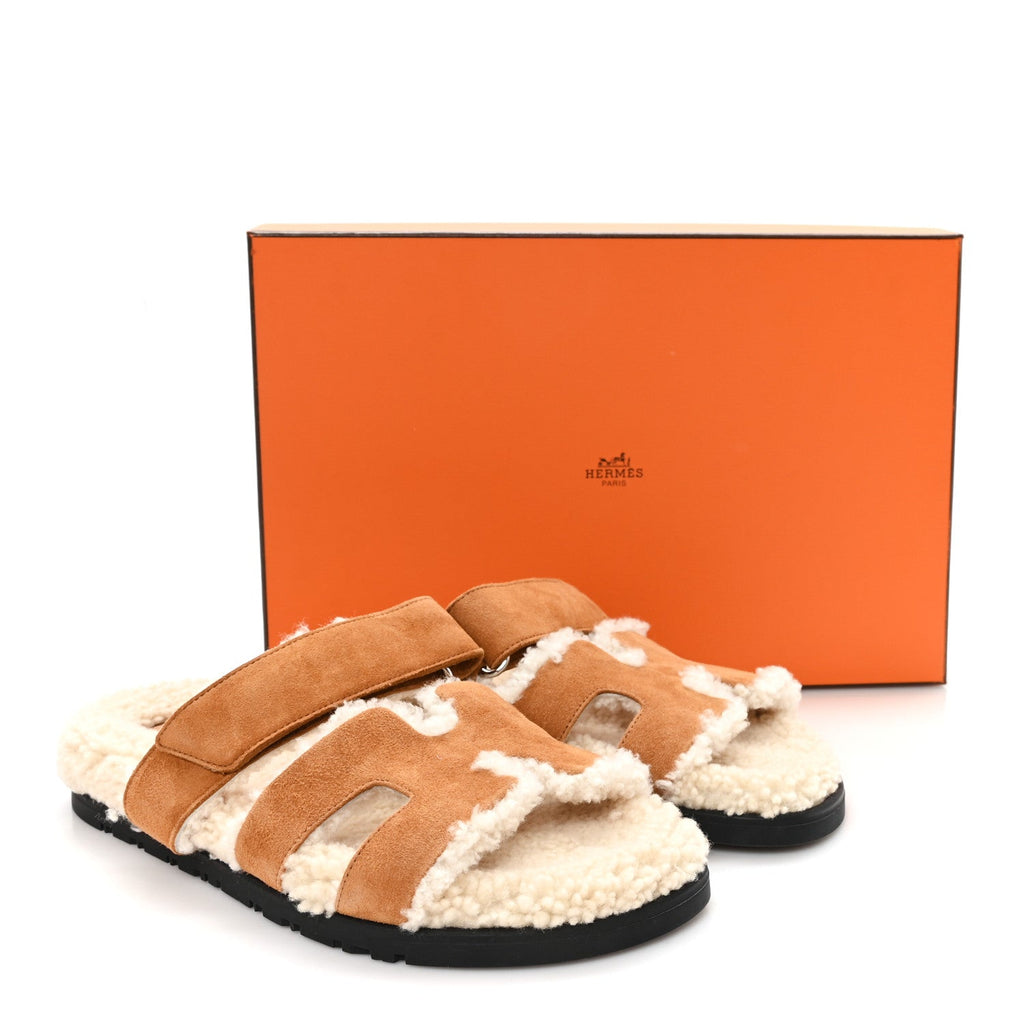 Suede Goatskin Woolskin Womens Chypre Sandals 36.5 Naturel Ecru