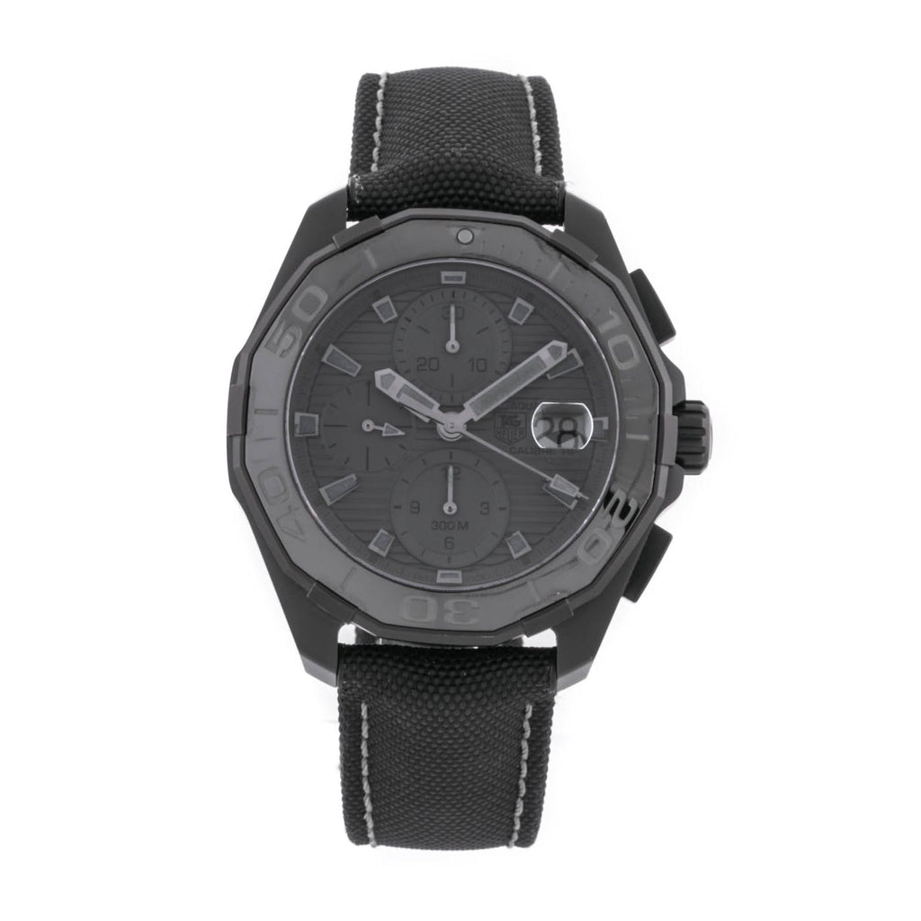Tag Heuer Aquaracer Automatic Chronograph Special Edition Titanium Grey Dial Black Leather Strap Watch for Men - CAY218B.FC6370