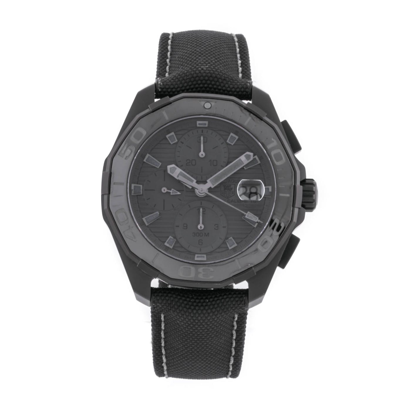 Tag Heuer Aquaracer Automatic Chronograph Special Edition Titanium Grey Dial Black Leather Strap Watch for Men - CAY218B.FC6370