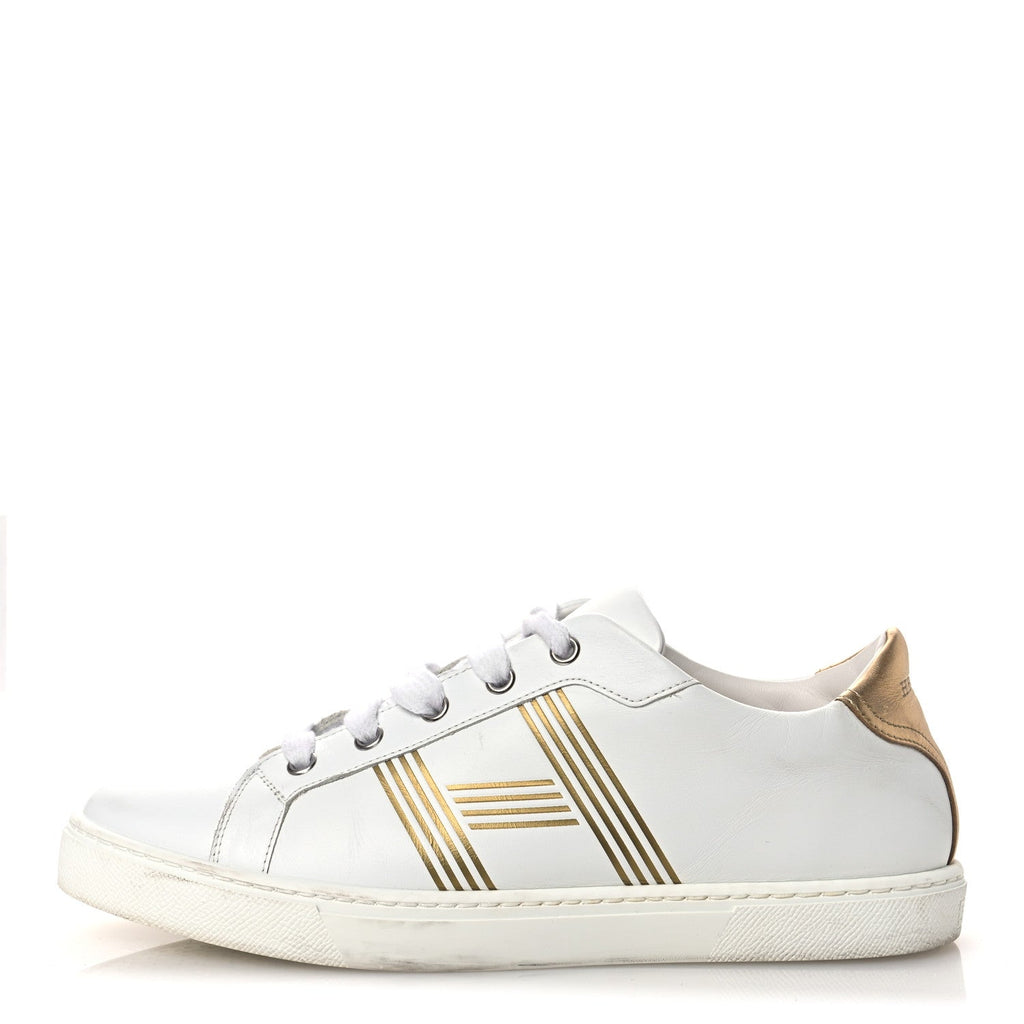 Metallic Calfskin Womens Advantage Sneakers 39.5 White Dore