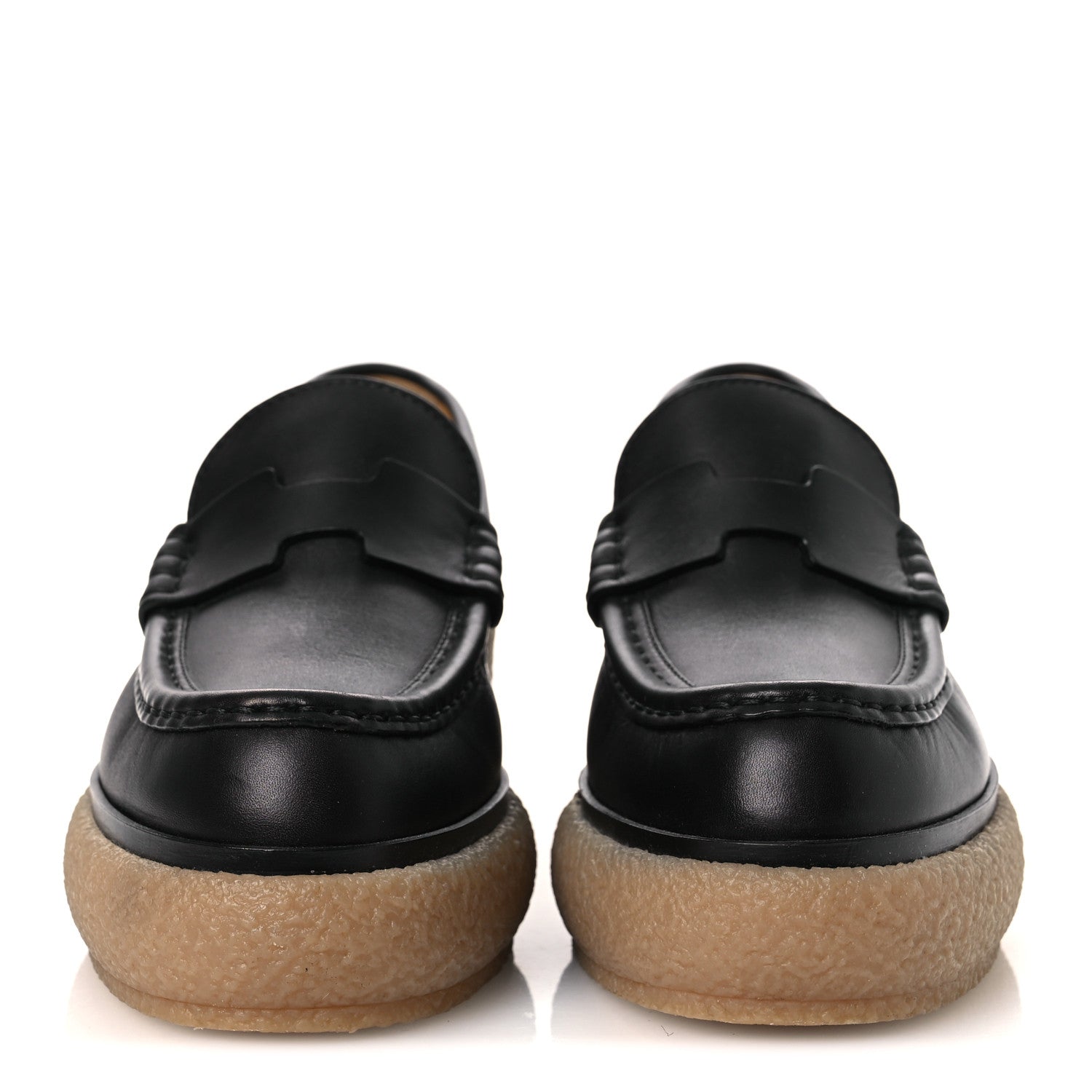 Glazed Calfskin Womens Fanny Loafers 36 Black