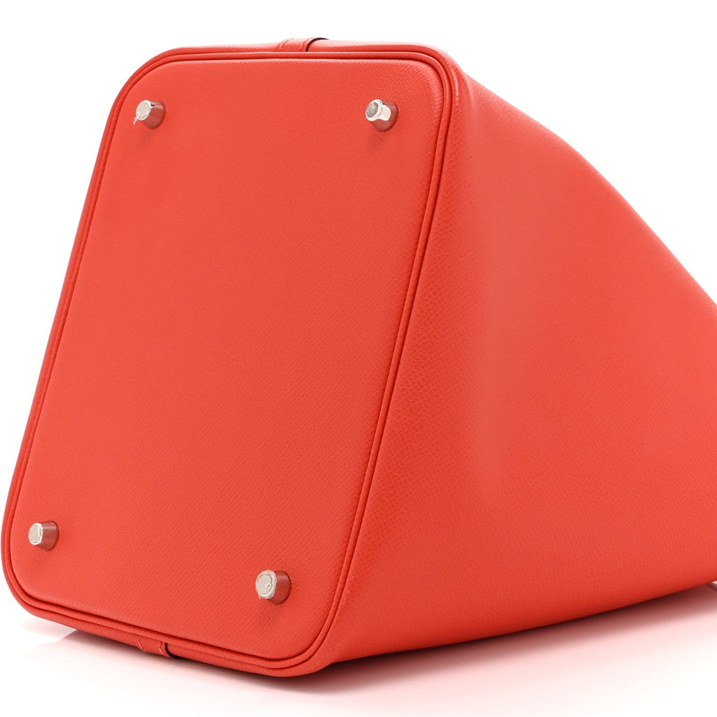 Epsom Tressage De Cuir Picotin Lock 22 MM Rouge Coeur Bleu du Nord Rouge H