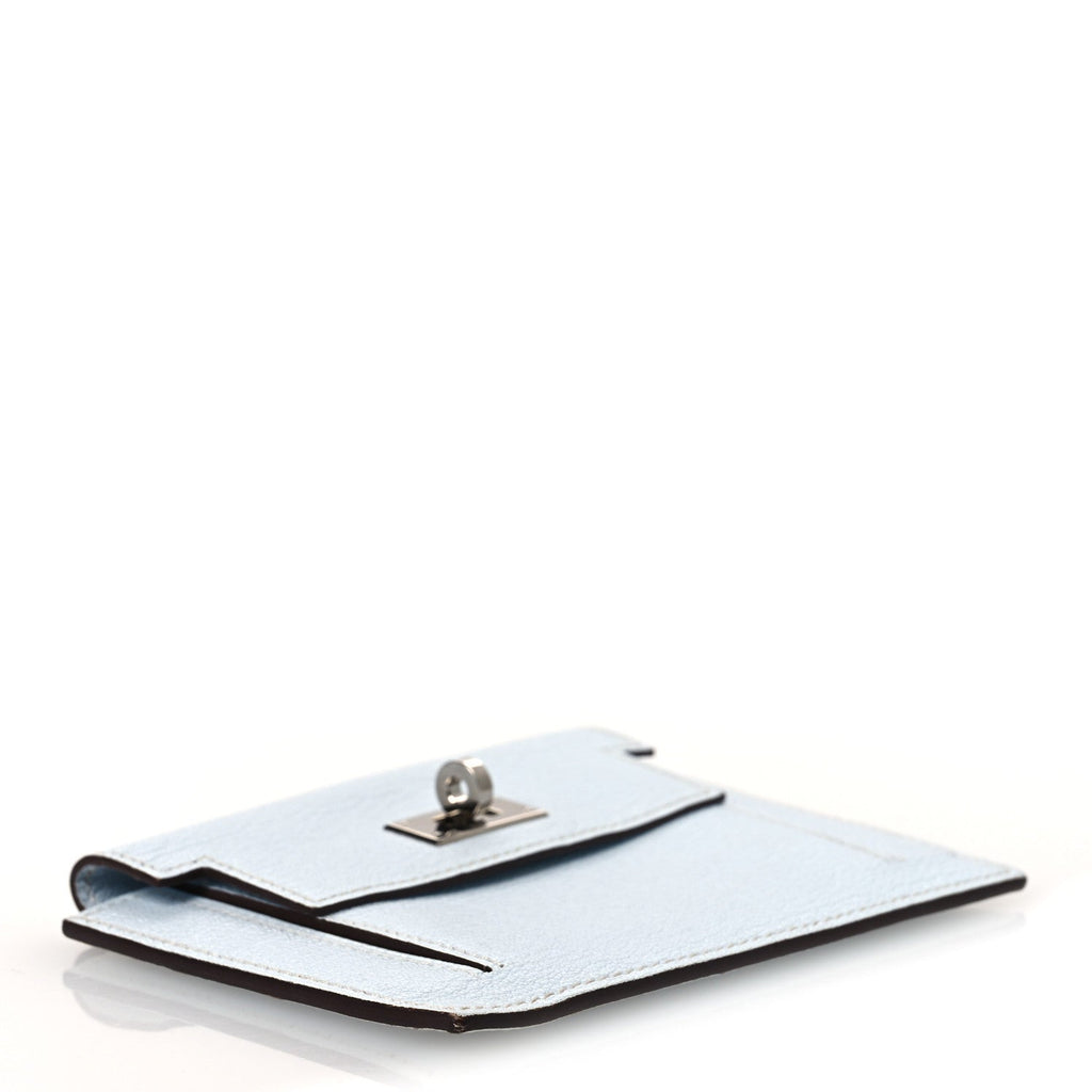 Chevre Mysore Kelly Pocket Compact Wallet Bleu Brume