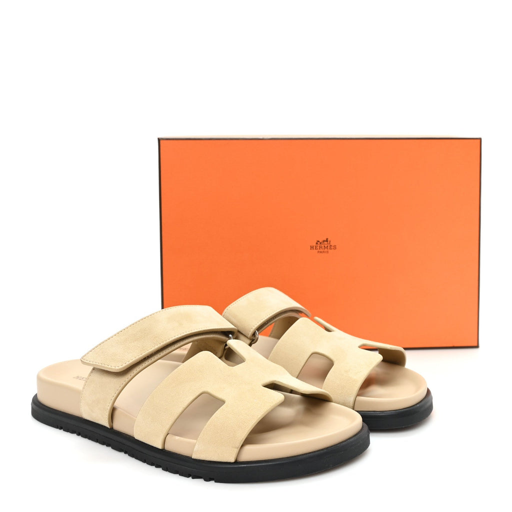 Suede Goatskin Womens Chypre Sandals 38 Beige Sable
