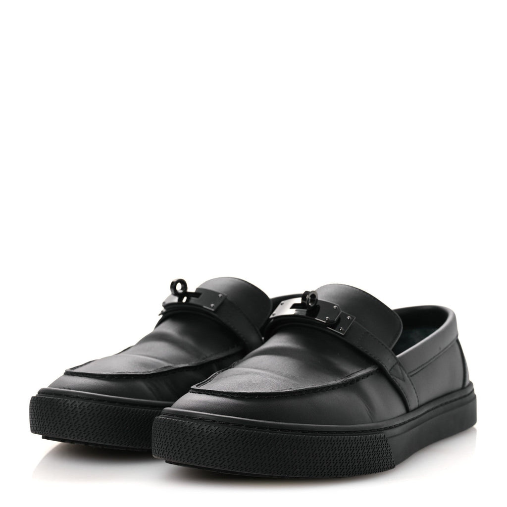 Calfskin Mens Game Slip On Sneakers 40 Black