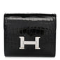 Shiny Alligator Constance Short Wallet Black
