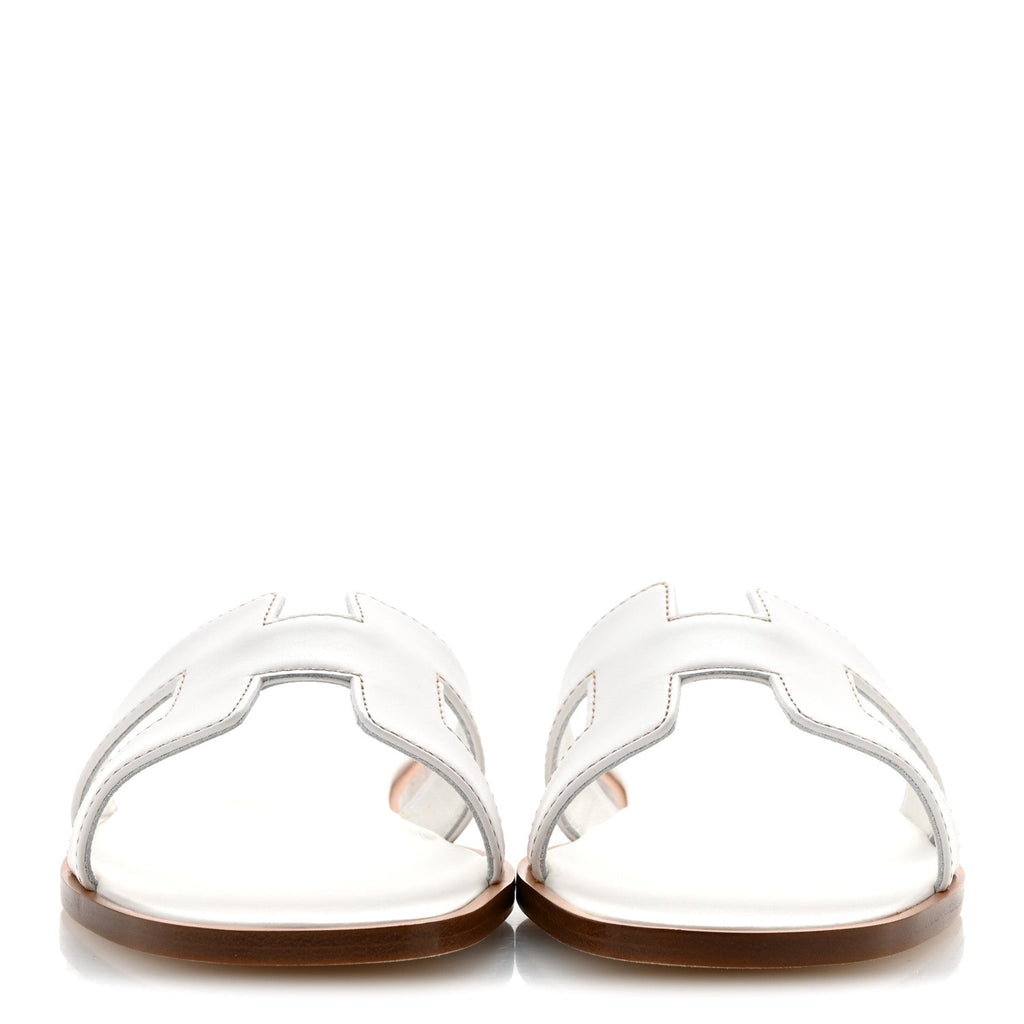 Box Calfskin Oran Sandals 36 White
