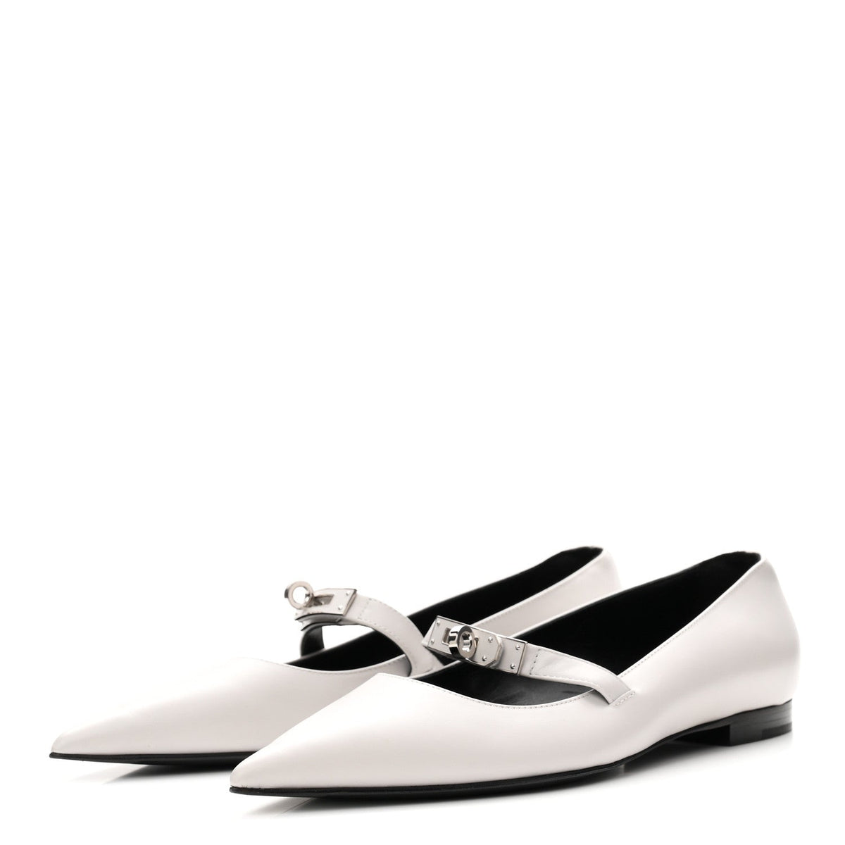 Calfskin Kelly Ballet Flat Gris Clair