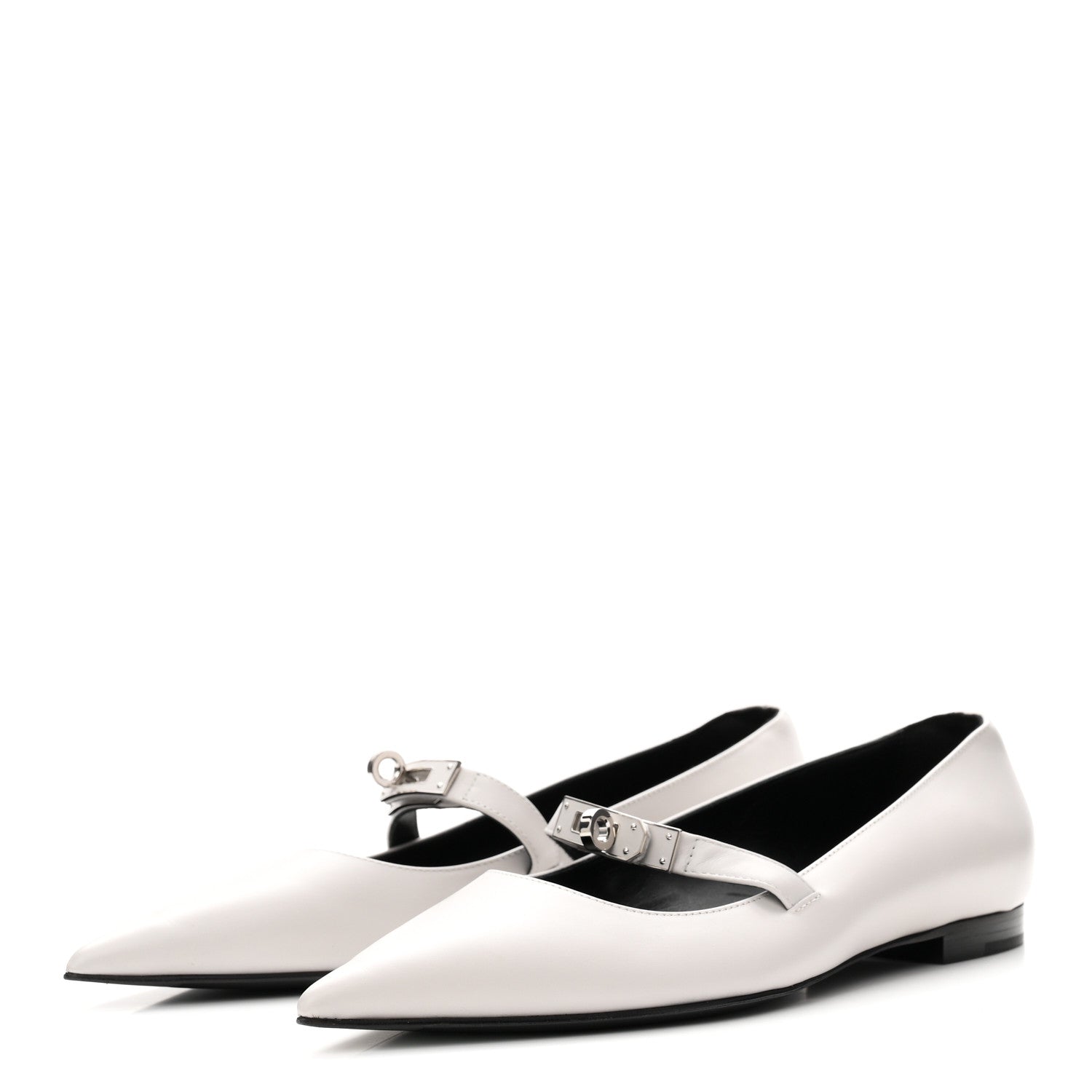 Calfskin Kelly Ballet Flat 38 Gris Clair