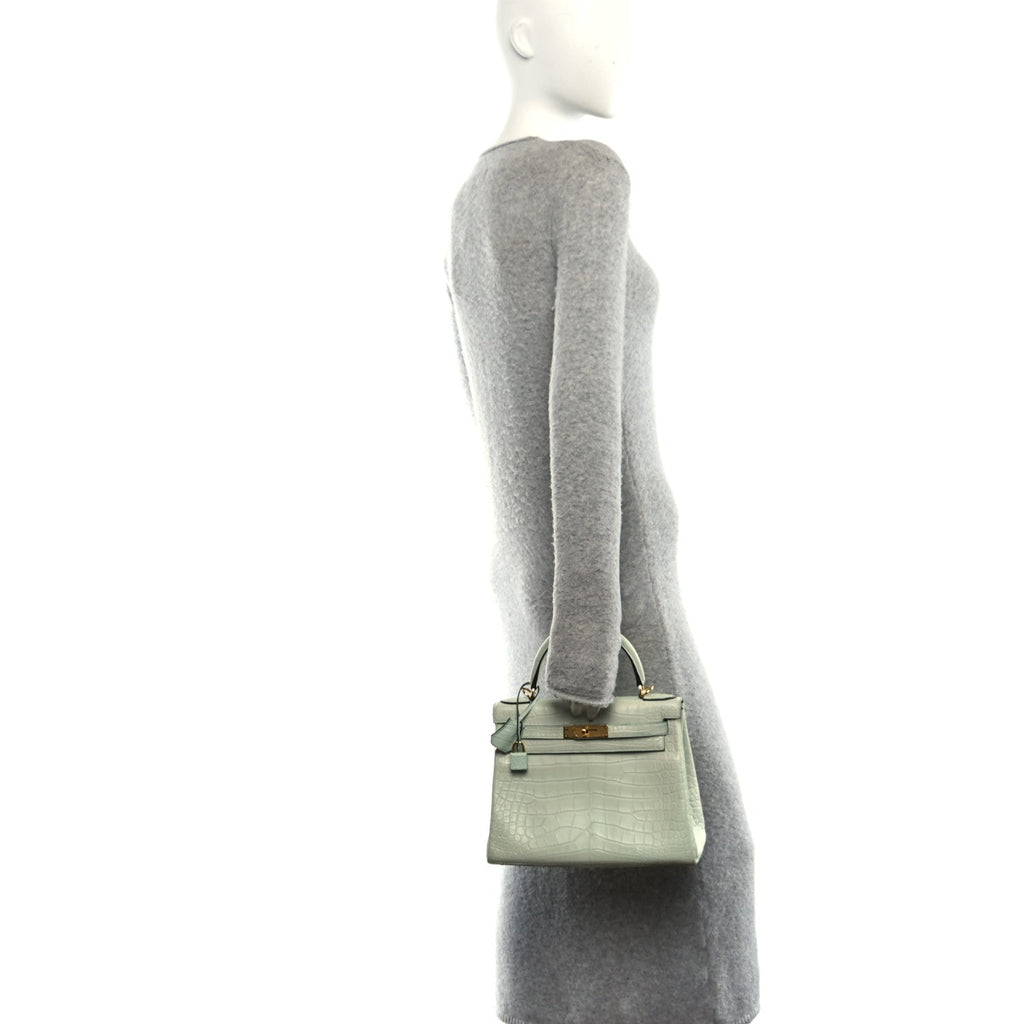 Matte Alligator Kelly Retourne 28 Vert D'eau