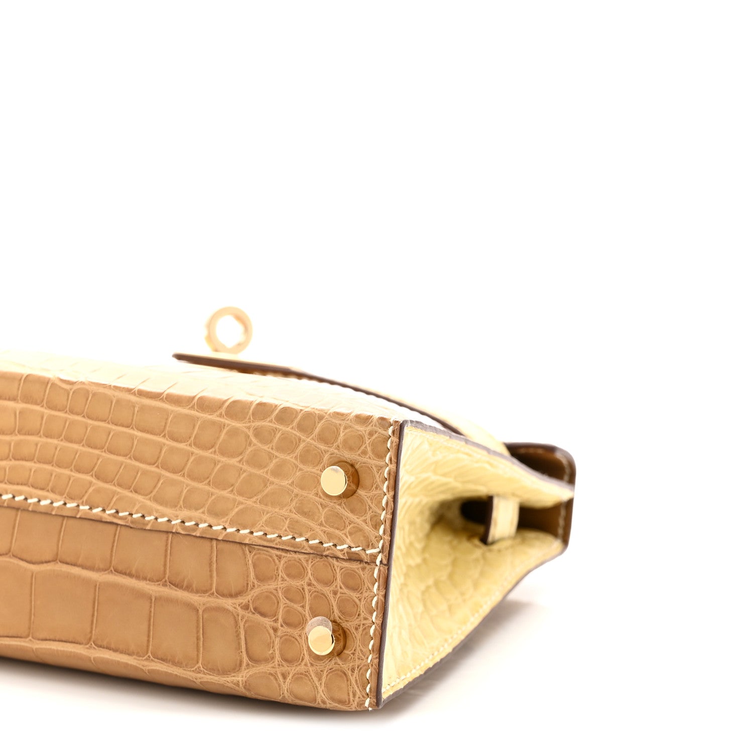 Matte Alligator Horseshoe Mini Kelly Sellier 20 Kraft Vanille