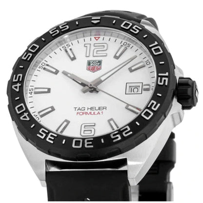 Tag Heuer Formula 1 Quartz White Dial Black Rubber Strap Watch for Men -  WAZ1111.FT8023