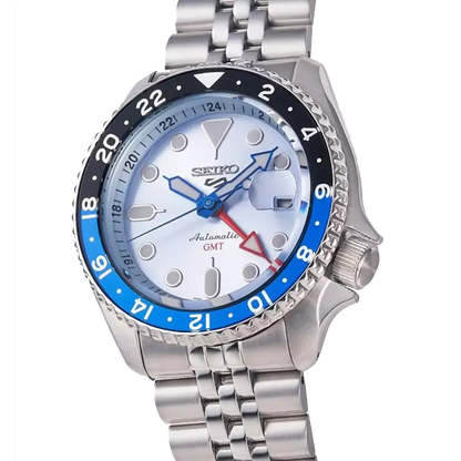 Seiko 5 Sports Automatic GMT SKX Sports Style Asia Exclusive Limited Edition Ice Blue Dial Silver Steel Strap Watch For Men - SSK029K1