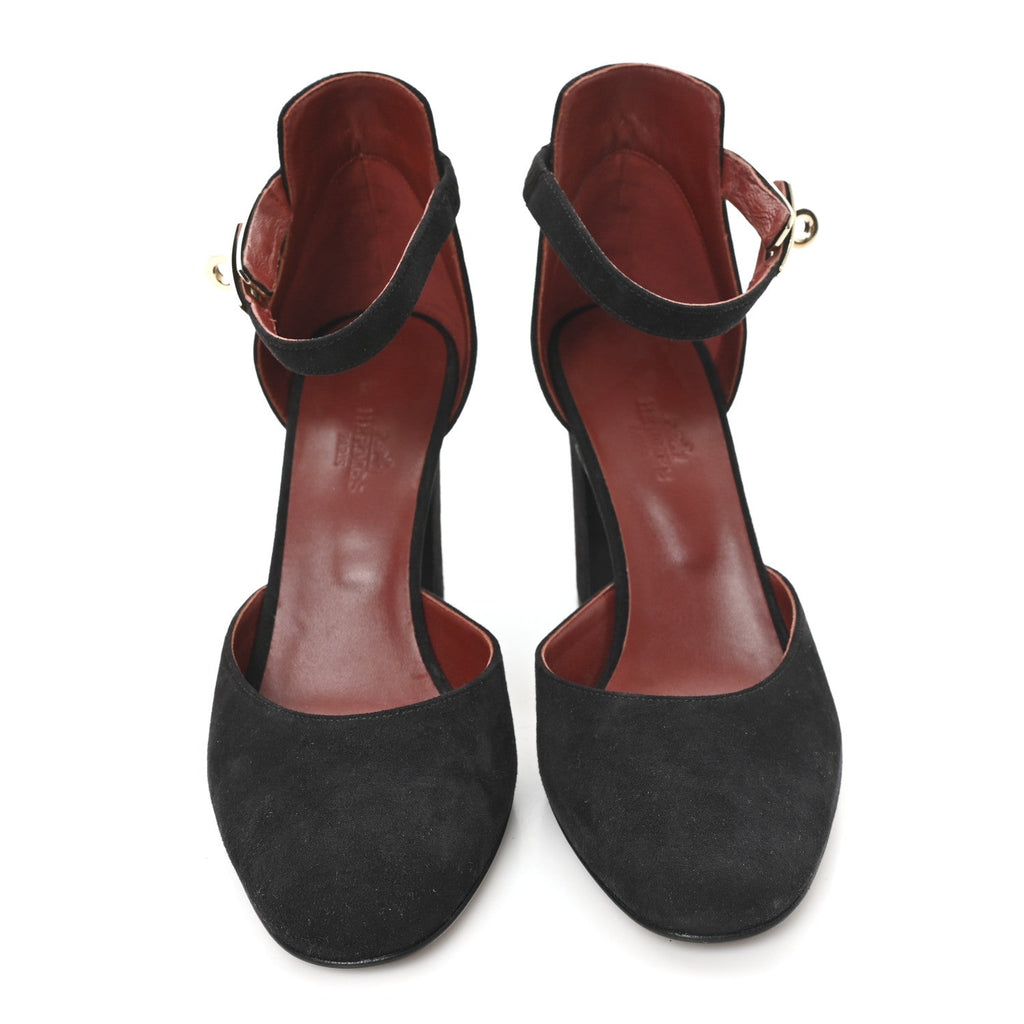 Suede Goatskin Baby 90 Pump 37 Black