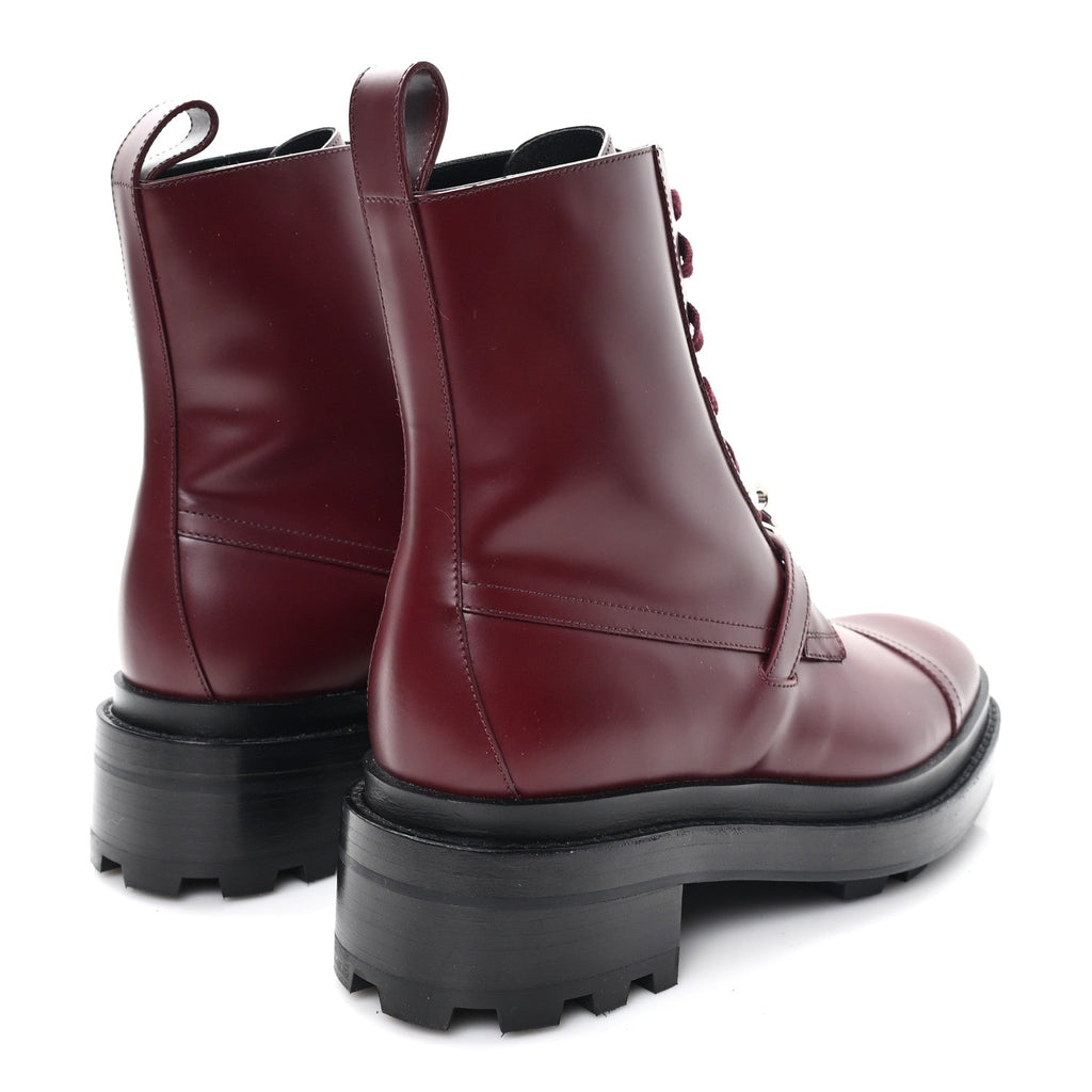 Glossed Calfskin Funk Ankle Boots 38.5 Rouge H