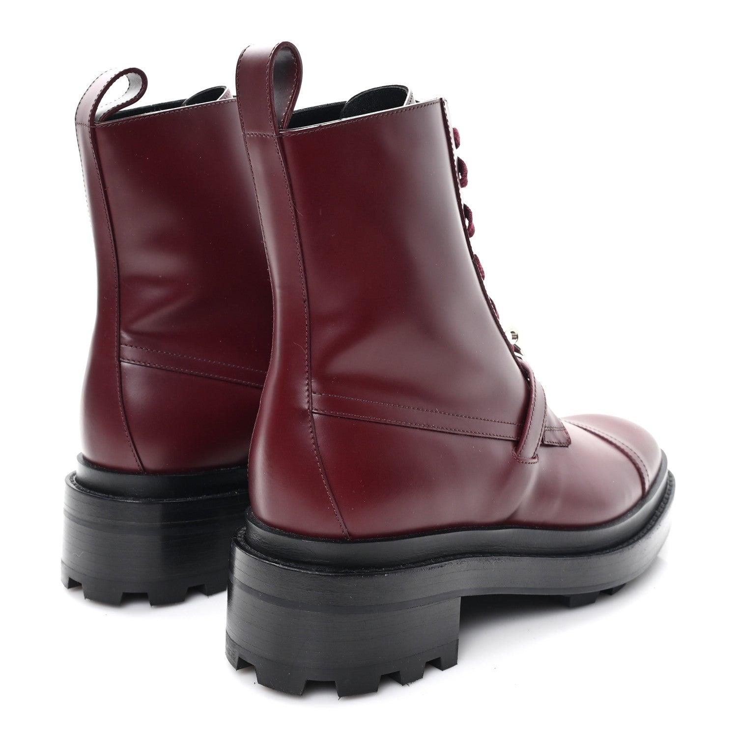 Glossed Calfskin Funk Ankle Boots 38.5 Rouge H