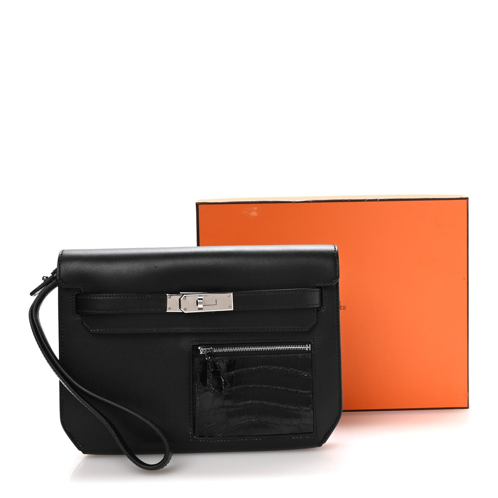 Swift Shiny Niloticus Crocodile Kelly Depeches 25 Pouch Black