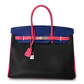 Epsom Horseshoe Birkin 35 Black Bleu Electrique Rose Tyrien