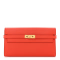 Epsom Kelly Longue Wallet Orange Poppy